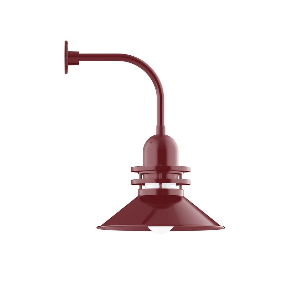 Montclair Lightworks GNU151-55 Atomic 18" Curved Arm wall light Barn Red Finish